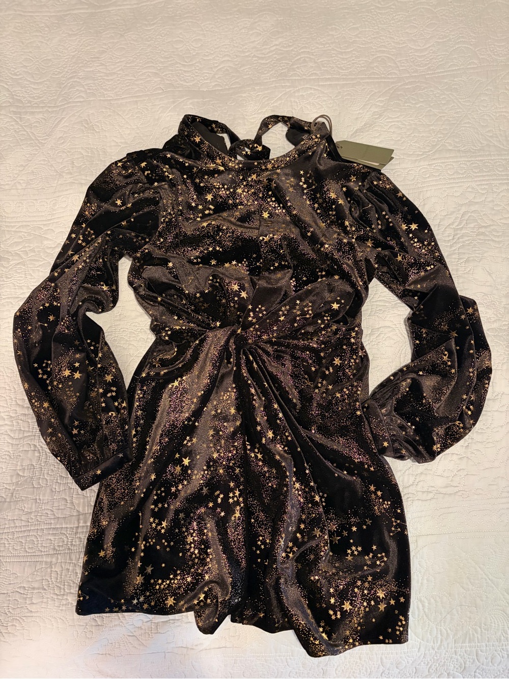 ALL SAINTS Jemima Star Black Gold Velvet Wrap Dress Size 2‎ NEW